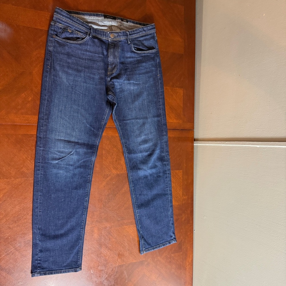 Massimo Dutti Mens Regular Fit Dark Wash Blue Denim Jeans Size 36 Morocco